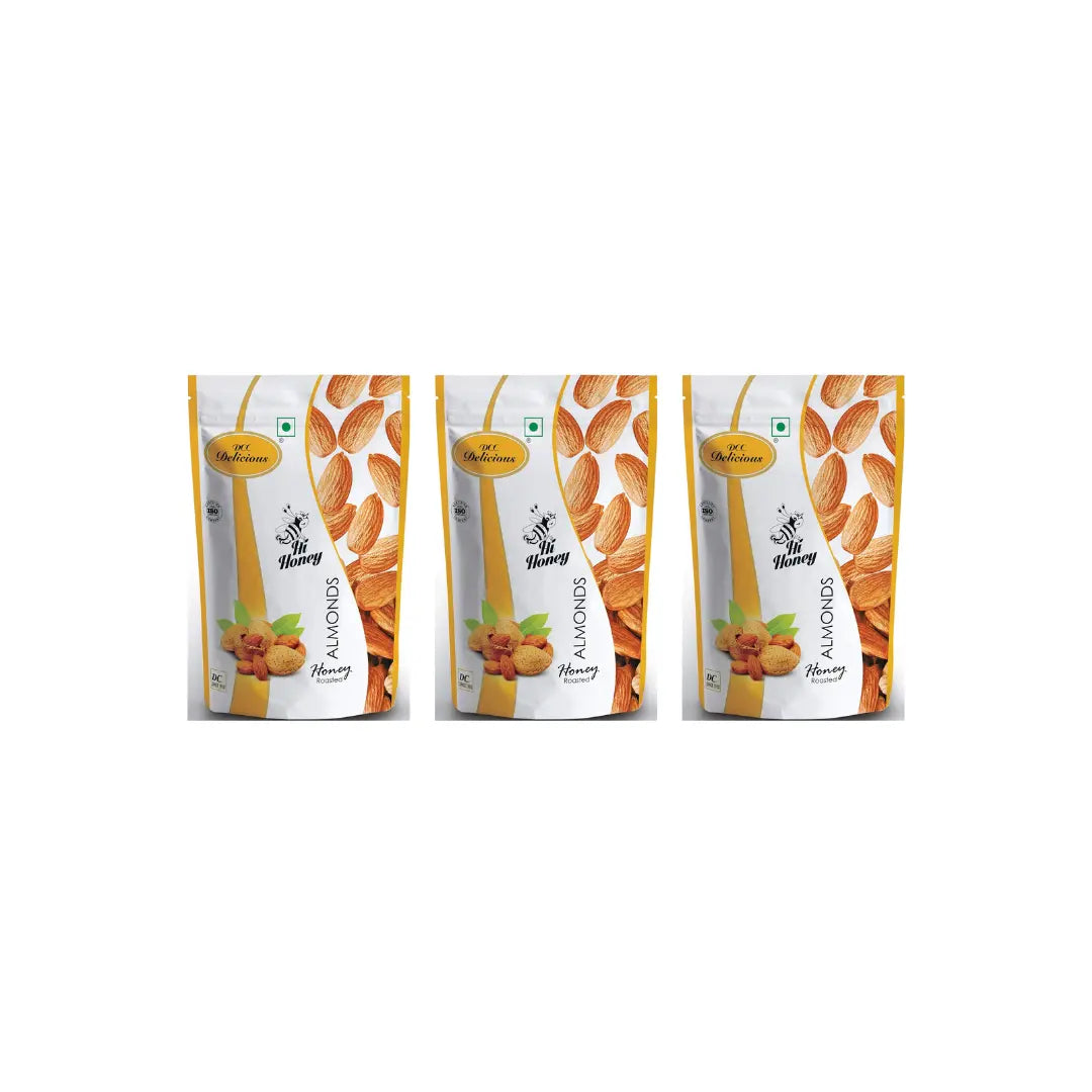 DCC DELICIOUS Almonds - Roasted with Honey, 80g (Pack of 3) 