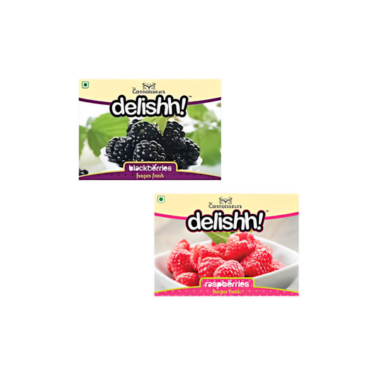 Delishh Raspberries 500gm + Delishh Blackberries 500g (Combo Pack)