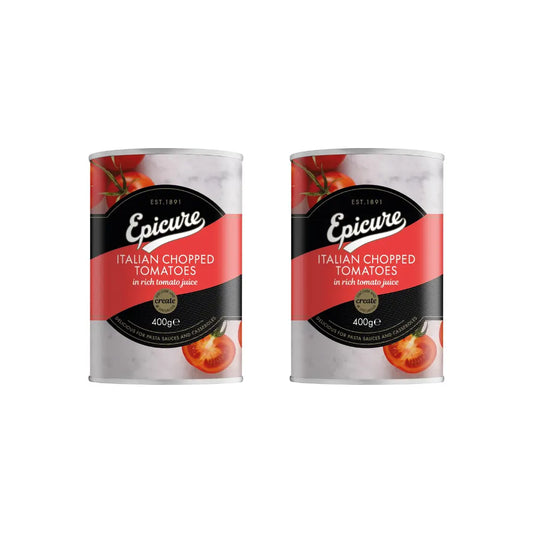 Epicure Italian Chopped Tomatoes In Rich Tomato Juice 400g (Pack of 2) 