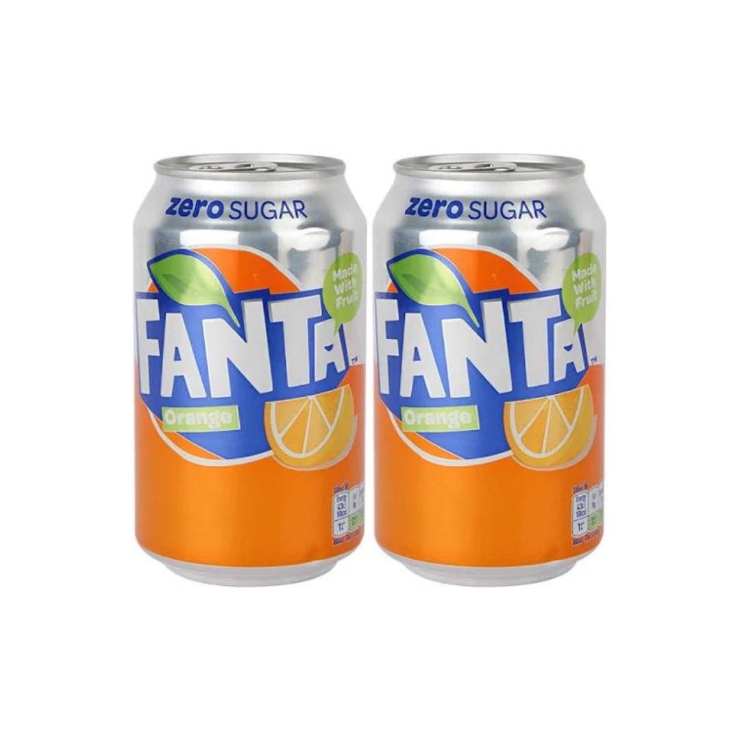 Fanta Zero Sugar Drink Imported 330ml (Pack of 2)