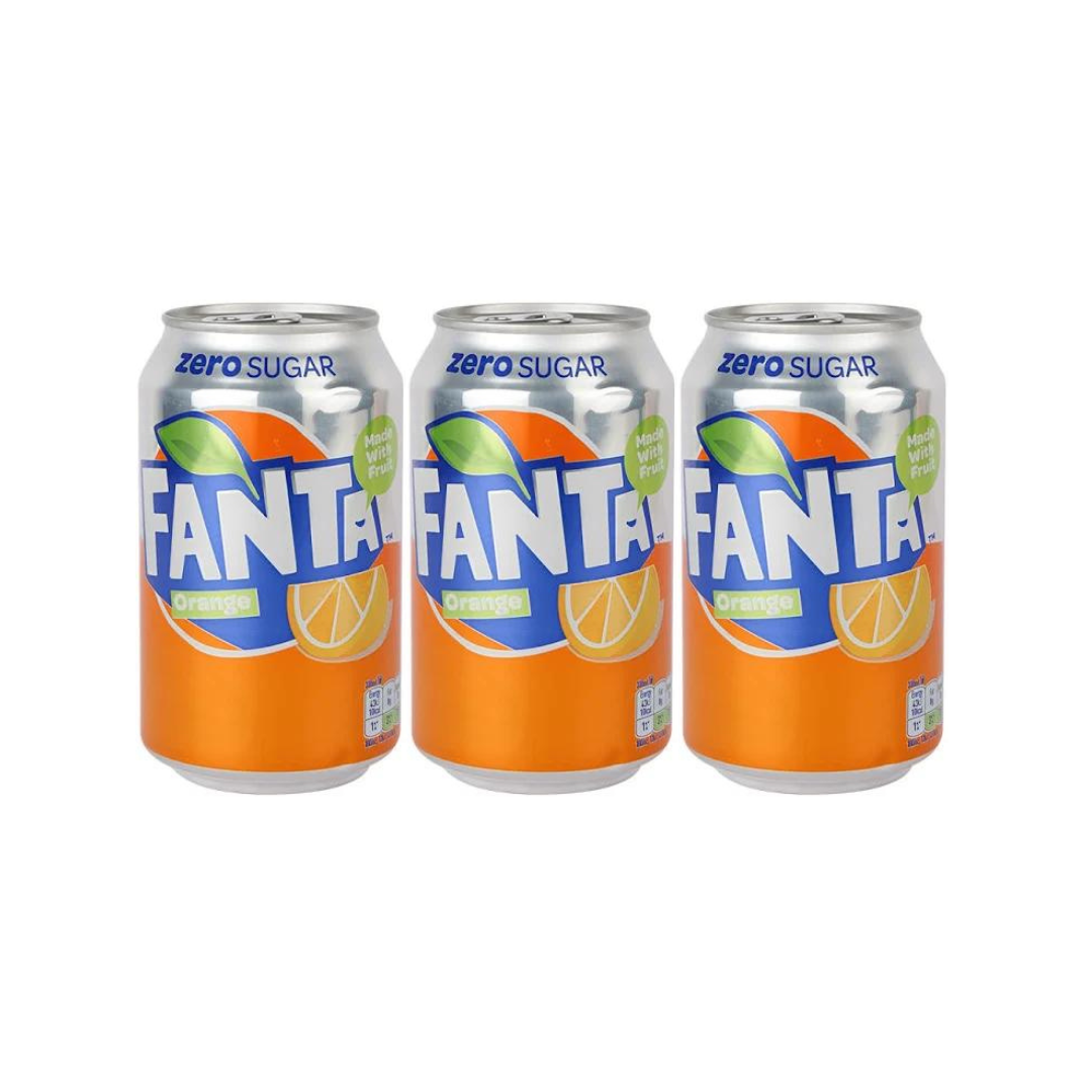 Fanta Zero Sugar Drink Imported 330ml (Pack of 3)