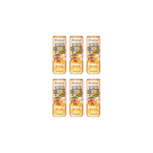 Fiesta Popping Boba with Peach juice Can 330ml (Pack of 6)