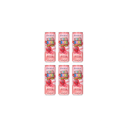 Fiesta Popping Boba with Strawberry juice Can 330ml (Pack of 6)
