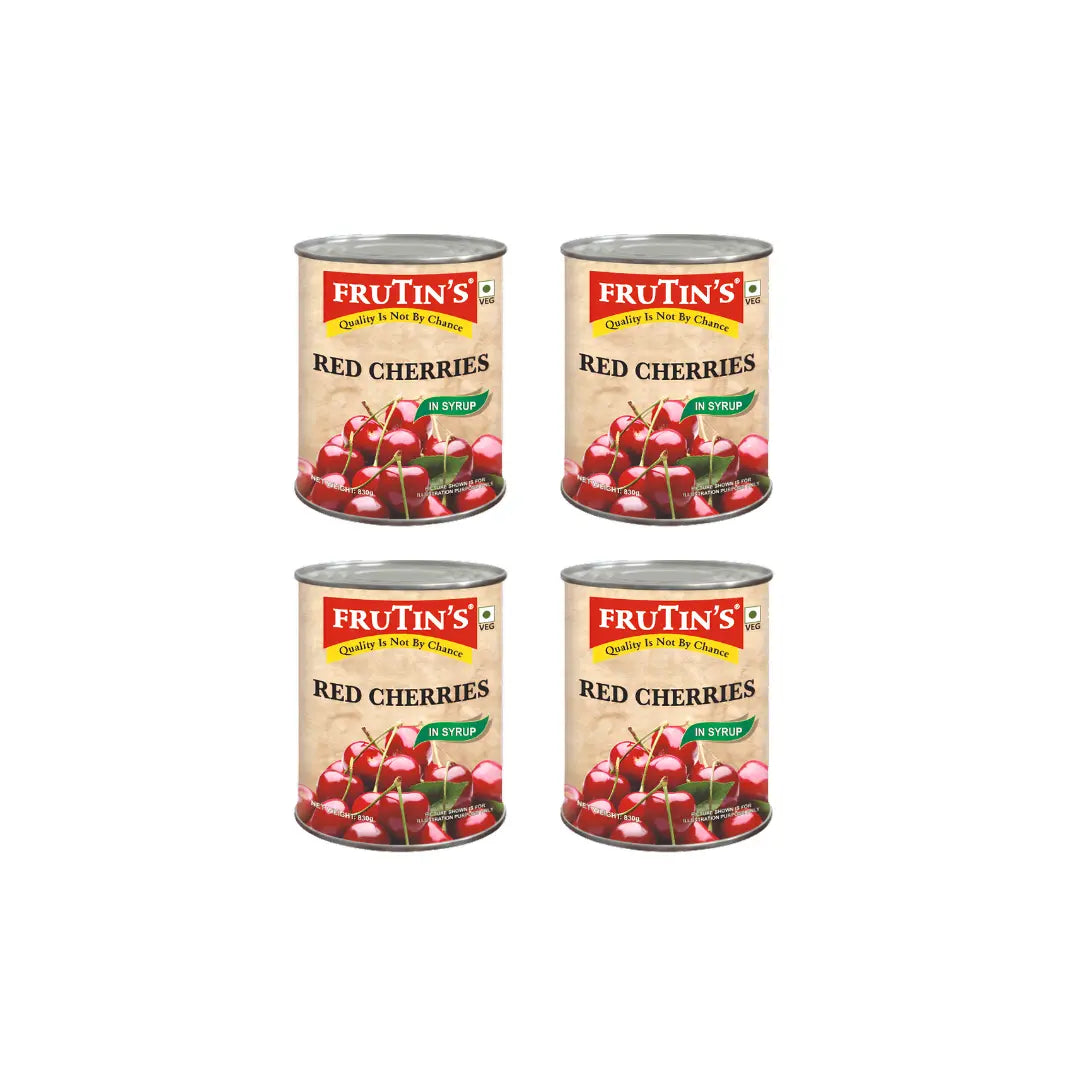 Frutin's Red Cherries in Syrup 830 gm Can (Pack of 4)
