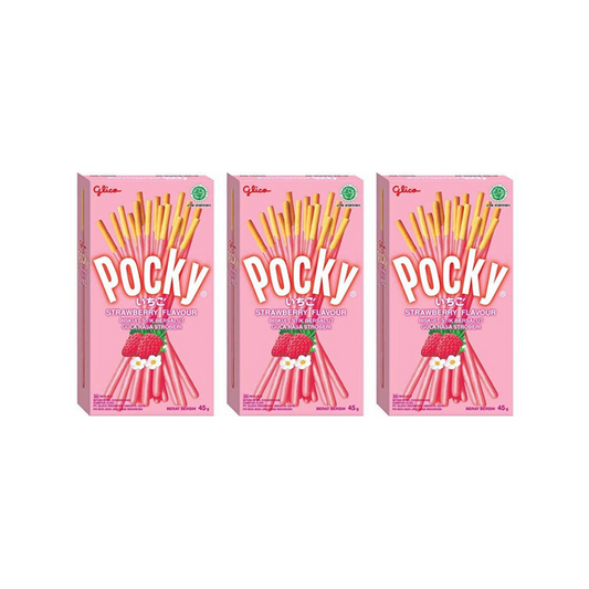 Glico Pocky Strawberry Flavour Sticks 47g (Pack of 3)