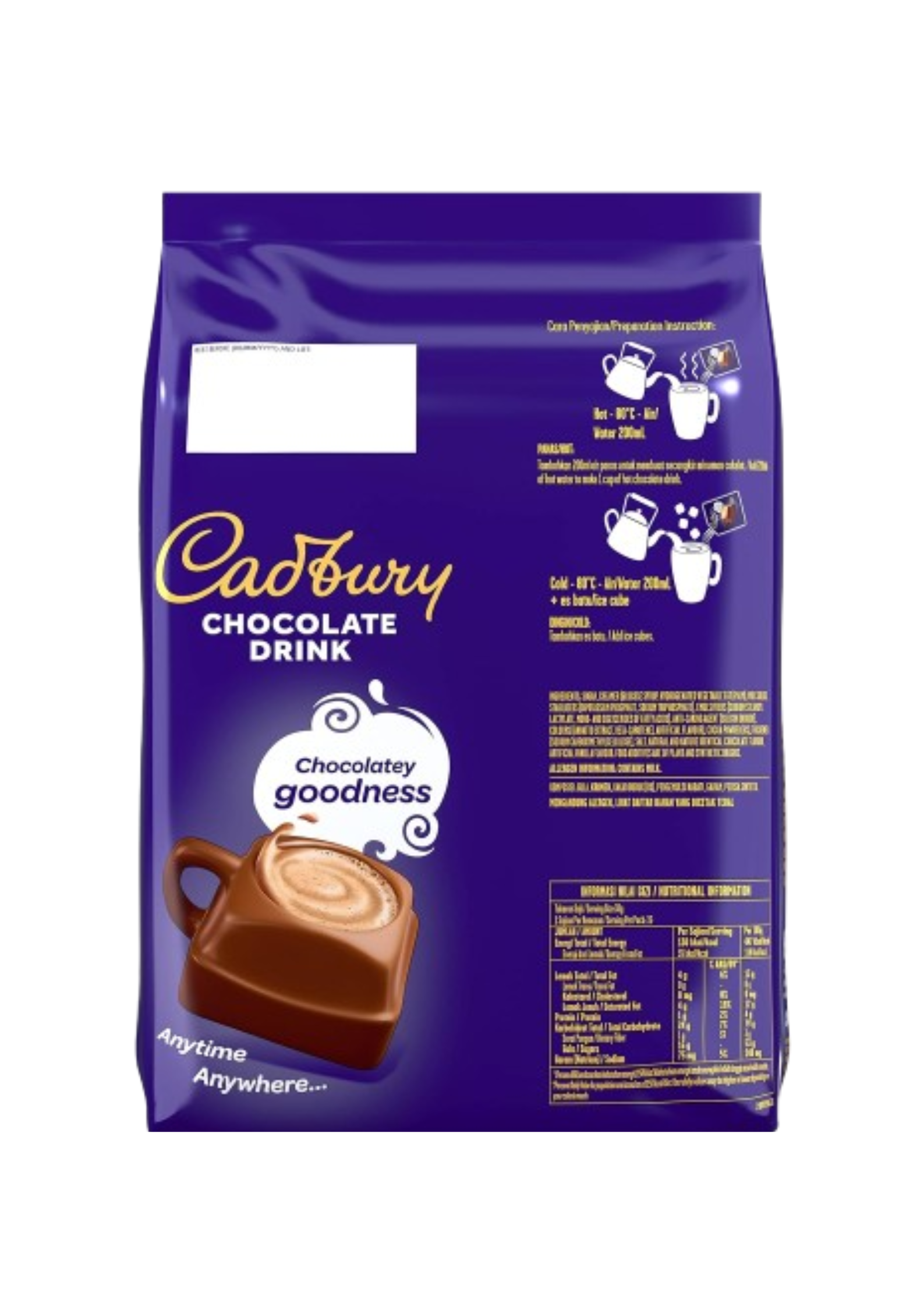 Cadbury 3 in 1 Hot Chocolate Drink Powder, 450g