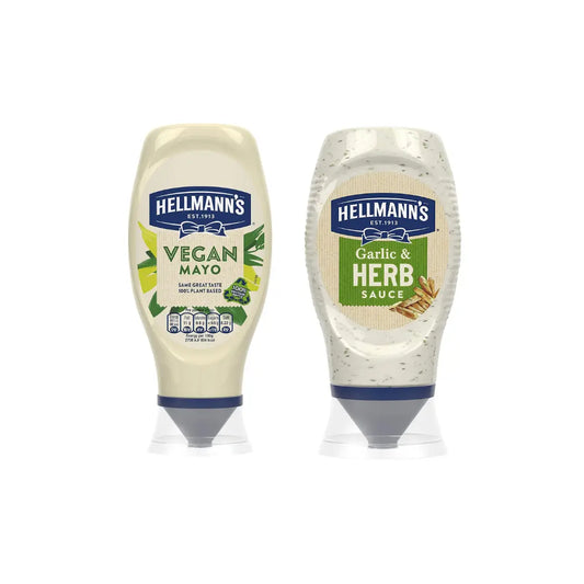 Hellmann's Vegan Mayo Squeezy 430g + Hellmann's Garlic & Herb Sauce, Squeeze 260g (Combo Pack)
