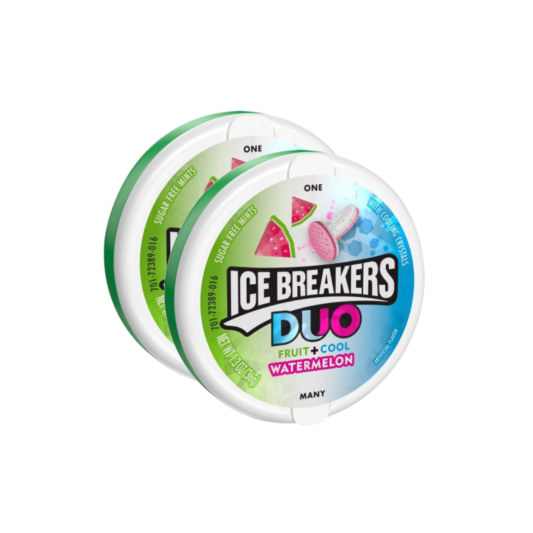 Ice Breakers Duo Watermelon Sugar Free Mint Candies - 37g (Pack of 2)