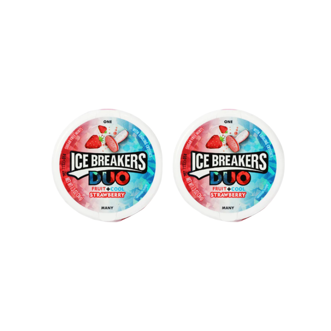 Ice Breakers Sugar Free Duo Mints, Strawberry Fruit and Cool 36g (Pack of 2)