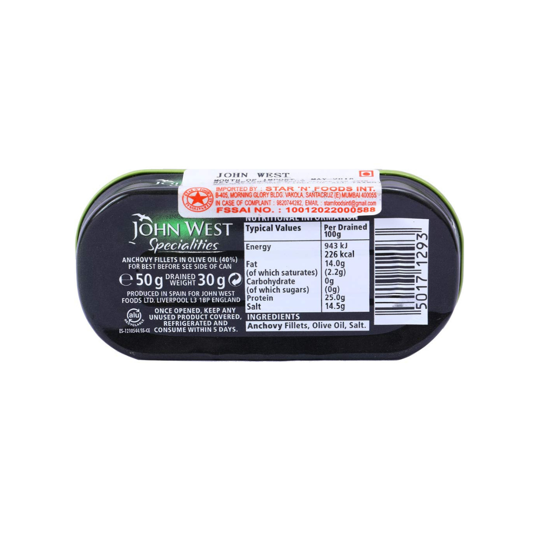 John West anchovy fillets in olive oil 50g 