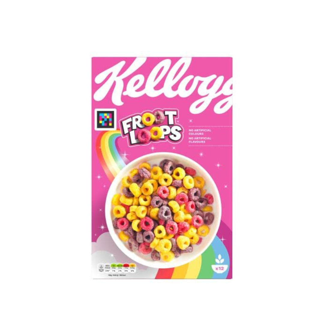 Kellogg's Froot Loops Mixed Fruit Cereal No Artifical Colours, 375g