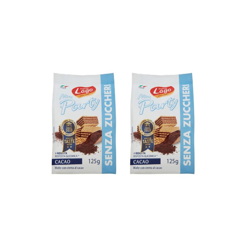Lago Mini Party Wafers Cocoa Cream Sugar Free 125g (Pack of 2)