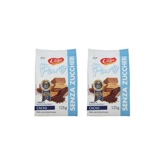 Lago Mini Party Wafers Cocoa Cream Sugar Free 125g (Pack of 2)
