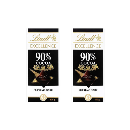 Lindt Excellence 90% Cocoa Dark Chocolate 100g (Pack of 2)