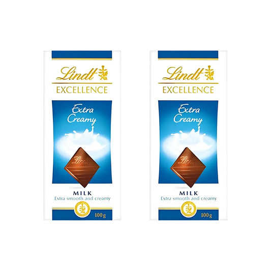 Lindt Excellence Extra Creamy Milk Chocolate 100g (Pack of 2)