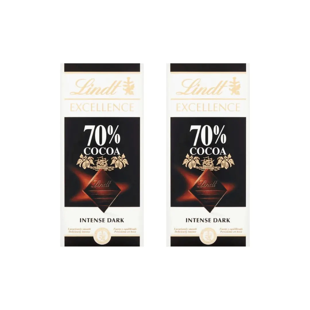 LINDT EXCELLENCE Intense Dark 70% Bar 100g (Pack of 2) 