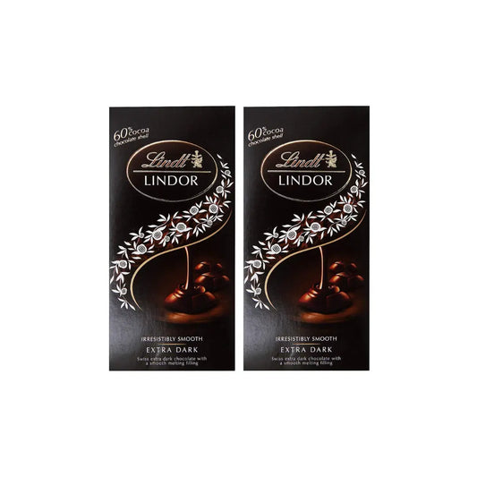 Lindt Lindor Irresistibly Smooth Extra Dark Chocolate 100gm (Pack of 2) 