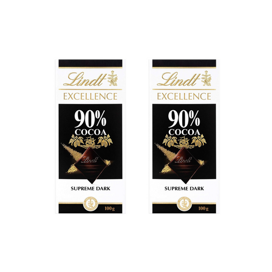 Lindt Excellence 90% Cocoa Dark Chocolate 100g (Pack of 2)
