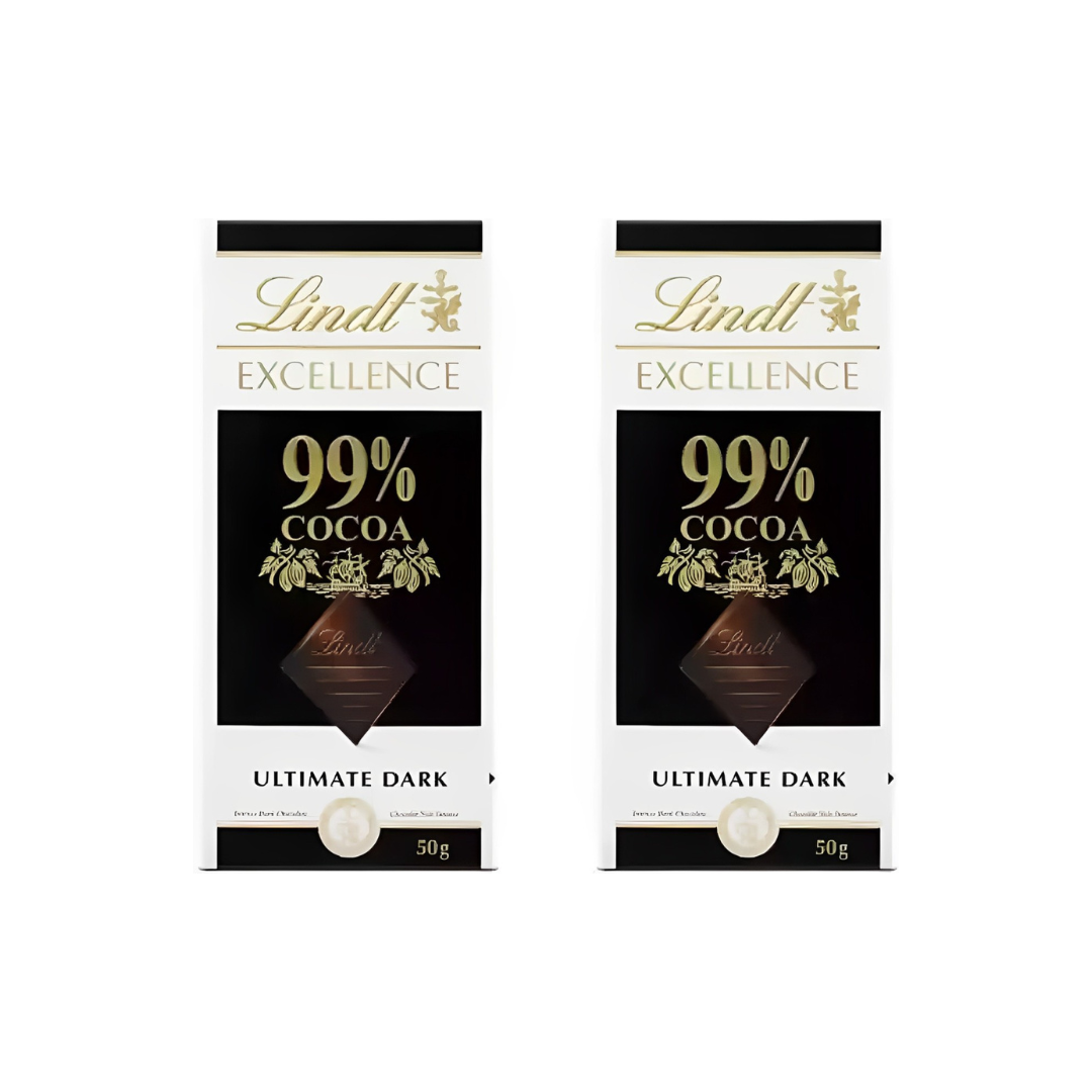 Lindt Excellence 99% Cocoa Dark Chocolate 50g (Pack of 2)