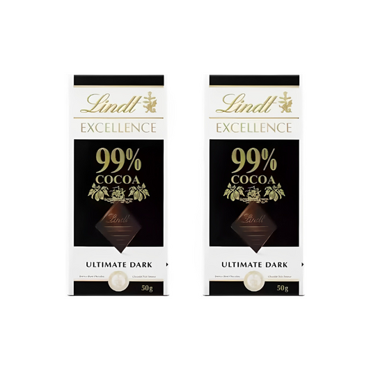 Lindt Excellence 99% Cocoa Dark Chocolate 50g (Pack of 2)