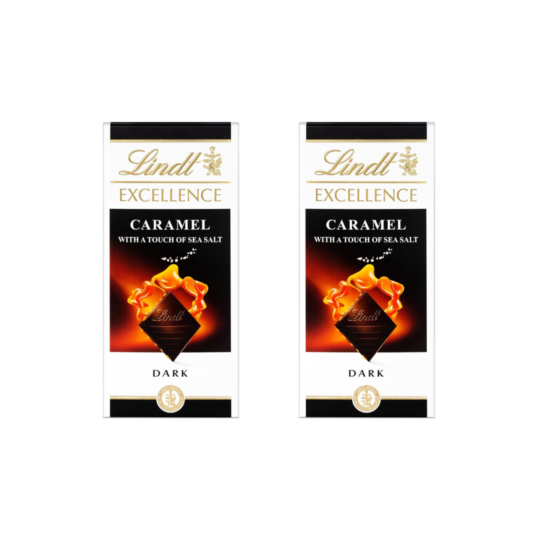 Lindt Excellence Caramel & Sea Salt Touch Chocolate Bar 100 g (Pack of 2)