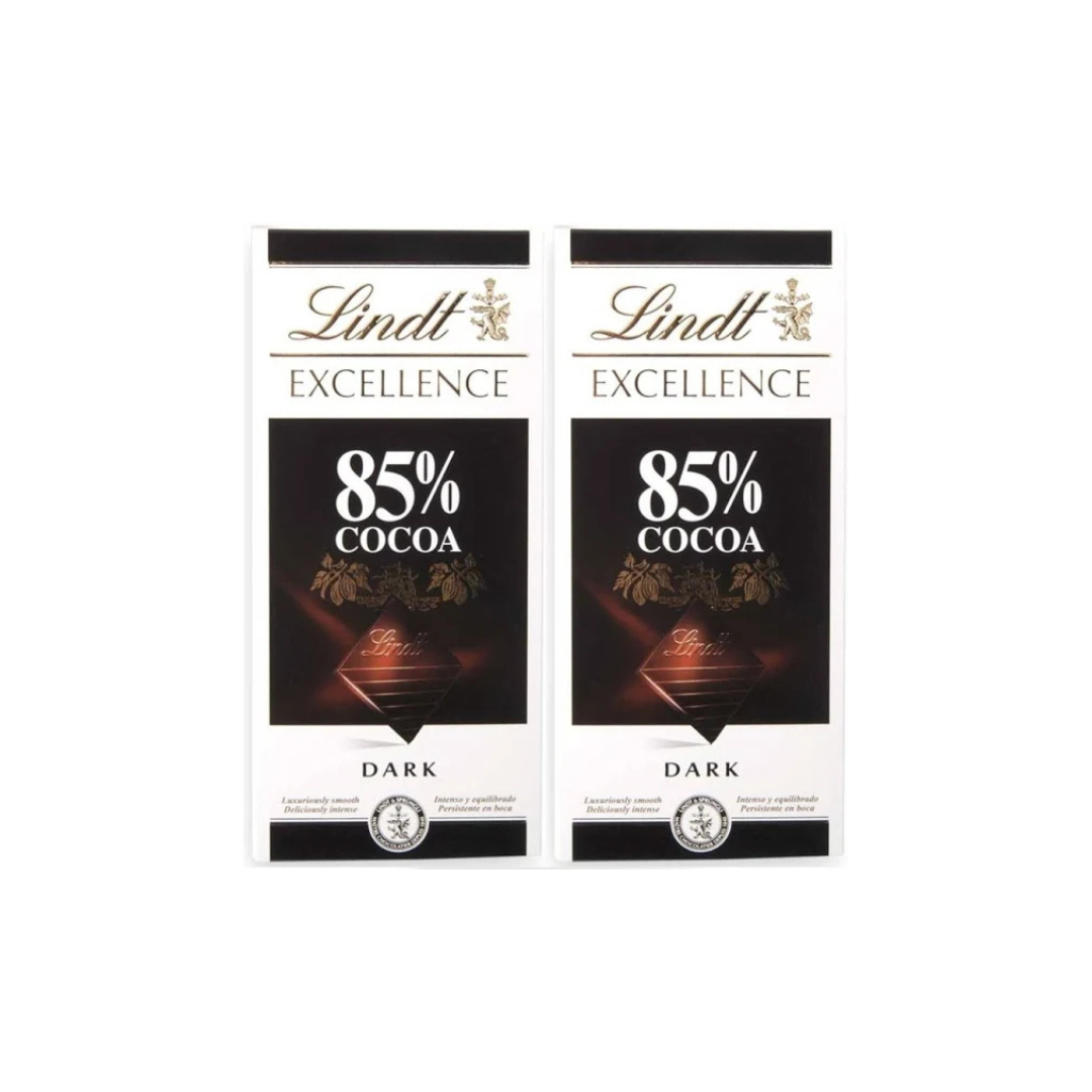 Lindt Excellence 85% Cocoa Dark Chocolate 100g (Pack of 2)