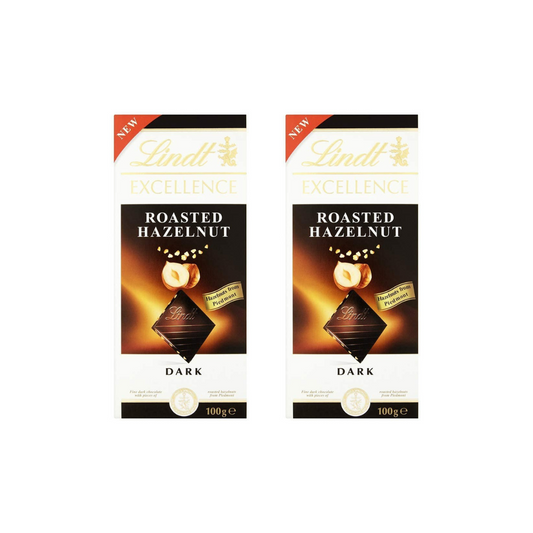 Lindt Excellence Roasted Hazelnut Dark Chocolate 100g (Pack of 2)