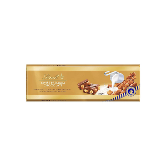 Lindt Gold Bar Swiss Premium Hazelnut Chocolate, 300g