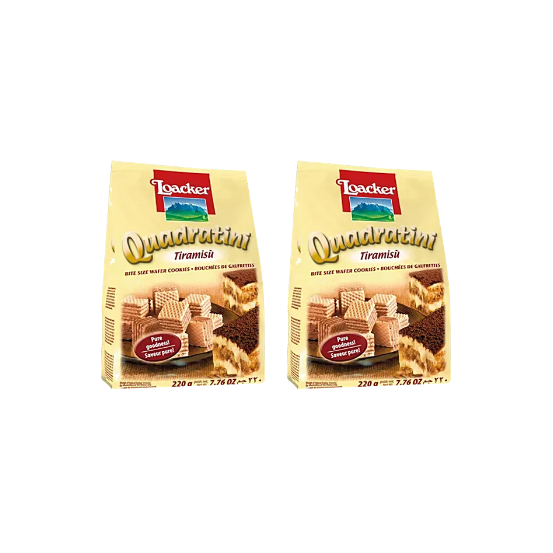 Loacker Quadratini Tiramisu wafer 220g (Pack of 2)