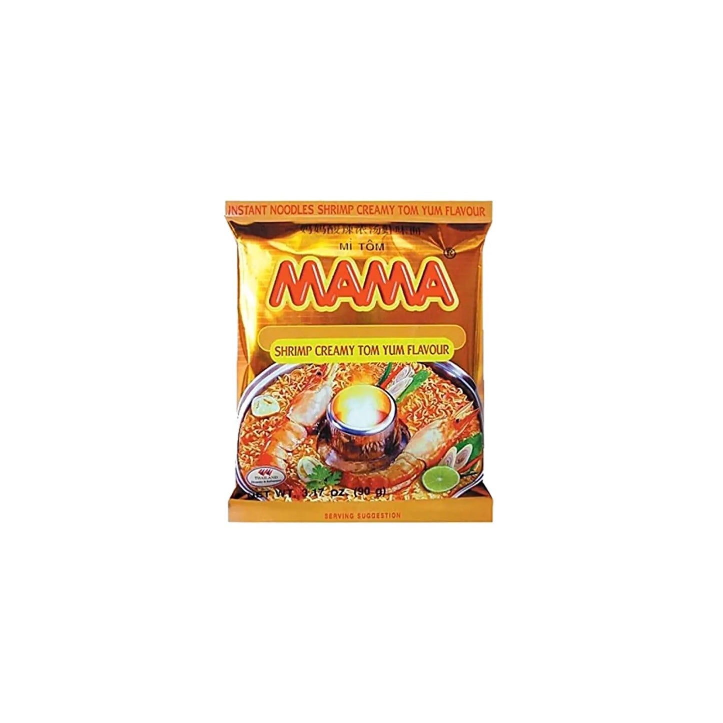 MAMA Shrimp Creamy Tom Yum Flavoured Instant Noodles 90g (Pack of 8)