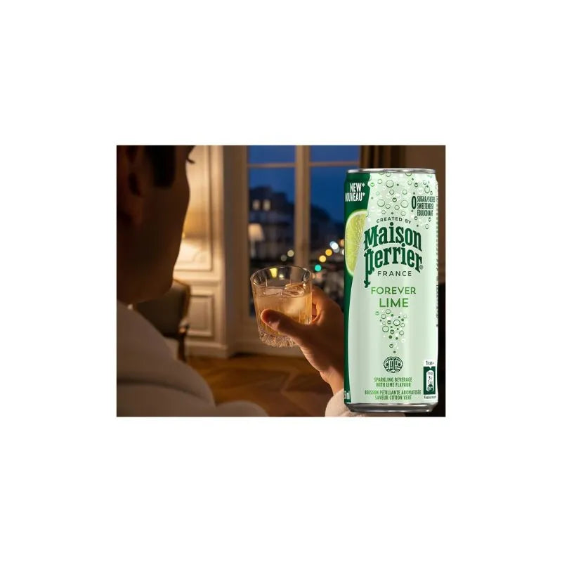 Maison Perrier Lime Soda Water Can with Lime Flavor – Sparkling Lime Drink from France
