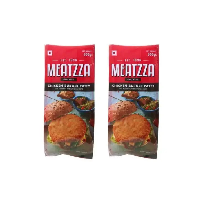 Meatzza Chicken Burger Patty 500g (Pack of 2) – Frozen, Ready-to-Cook