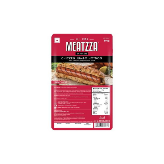 Meatzza Chicken Jumbo Hot Dog Sausages 500g – Premium Chicken Sausages for Grilling & BBQ
