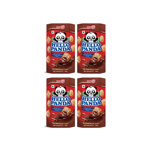 Meiji Hello Panda Chocolate Biscuits 100g (Pack of 4)