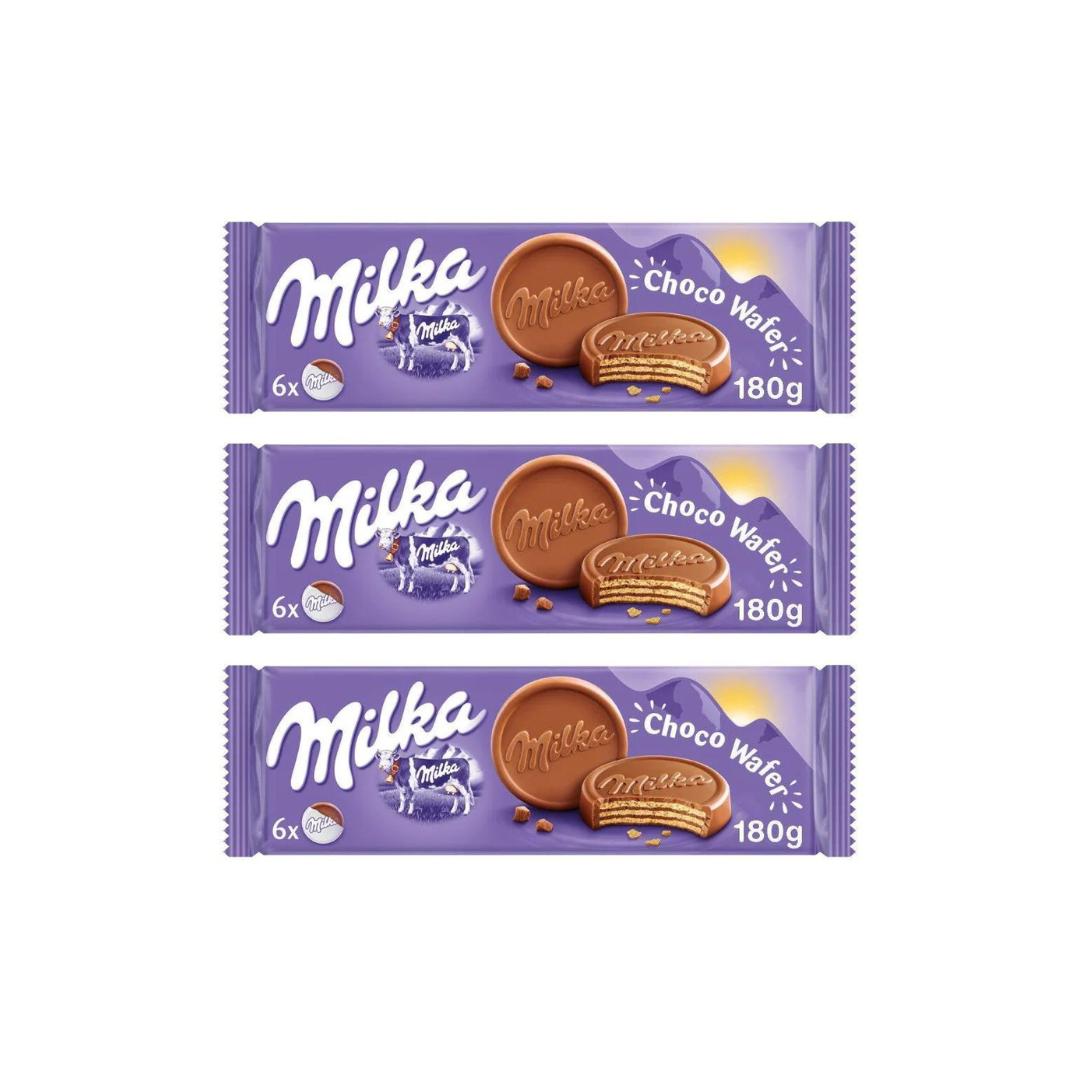 Milka Biscuit Collection Choco Wafer Pouch, 180g (Pack of 3)