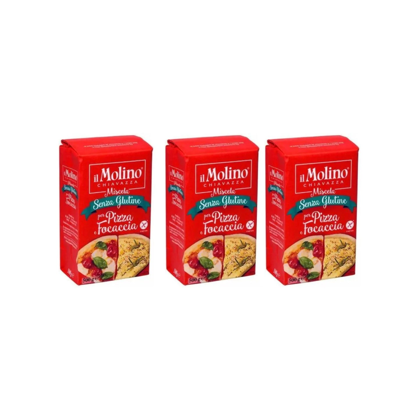 Molino Chiavazza Senza Glutine Pizza & Focaccia Mix, 500g ( Pack of 3 )