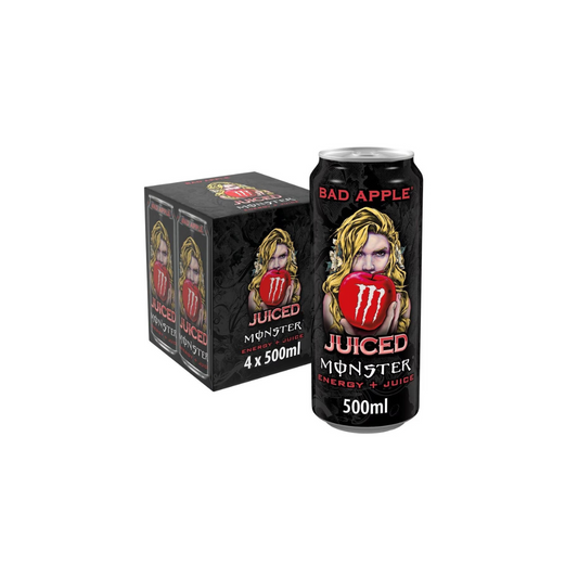 Monster Juiced Bad Apple Refreshing Energy Drink 500ml Pack of 4