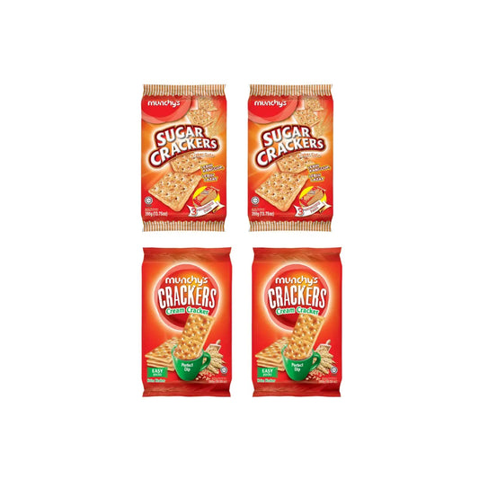 Munchy's Cream Crackers 350g (Pack of 2) + Munchy's Sugar Crackers 300g (Pack of 2) [Combo Pack]