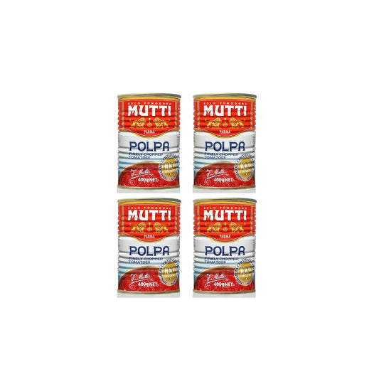 Mutti Parma Finely Chopped Tomatoes Polpa Italian 400g (Pack of 4)