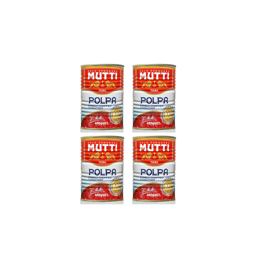 Mutti Parma Finely Chopped Tomatoes Polpa Italian 400g (Pack of 4)