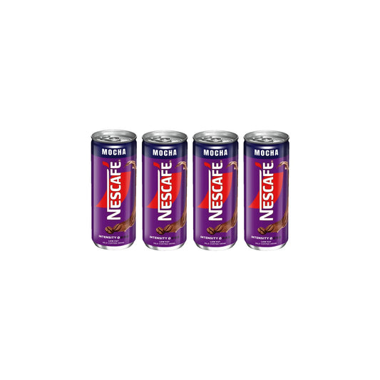 Nescafe Drink Mocha Can, Low Fat Milk Coffee Drink - 240 ML (Pack of 4)