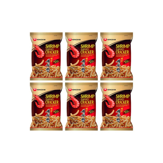Nongshim Shrimp Flavoured Cracker Hot & Spicy 75g (Pack of 6)