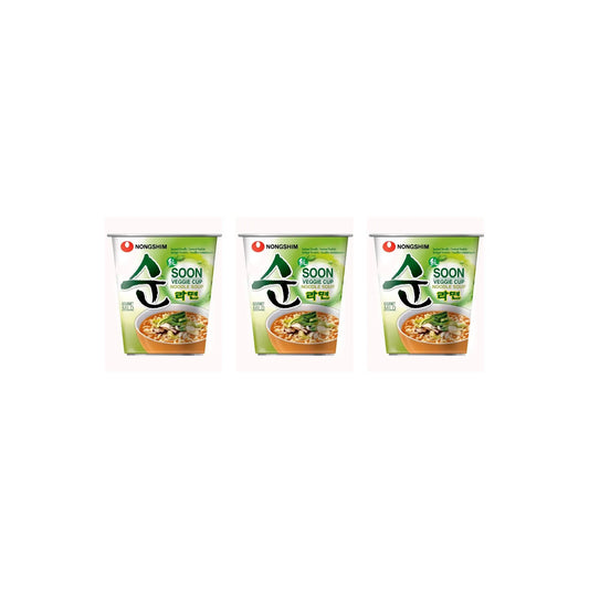 Nongshim Soon Veggie Cup Noodle Soup 67g (Pack of 3)