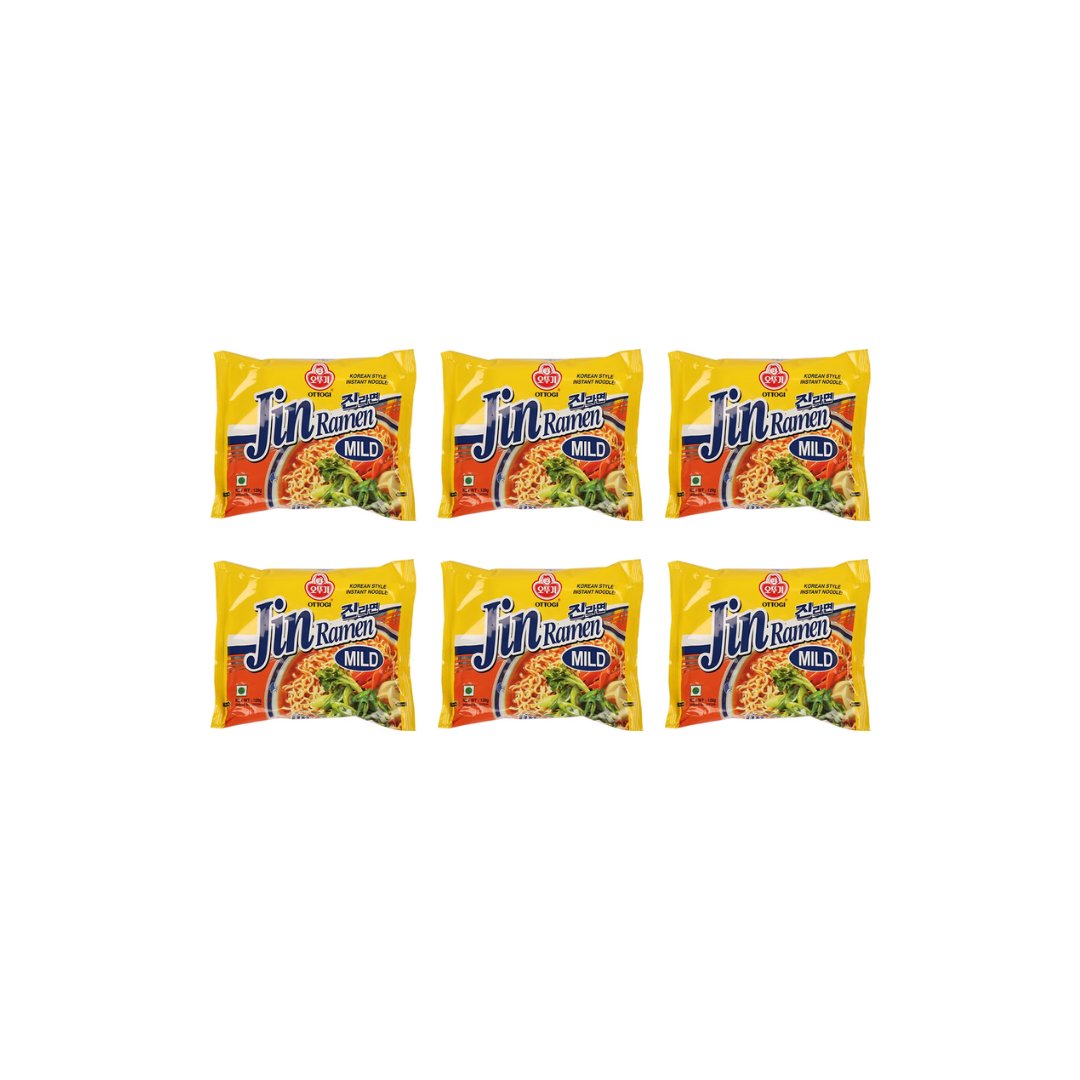 Ottogi Jin Ramen Mild Noodles 120g (Pack of 6)