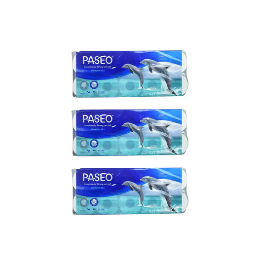 Paseo Dolphin Luxuriously Extra Soft 4 Ply Toilet Paper 10 Toilet Rolls, 9.9 x 11.4 cm (pack of 3)