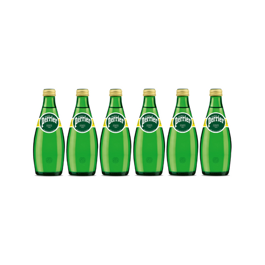Perrier Carbonated Water (Sparkling Water) Glass Bottle- 330 ML (Pack of 6) 