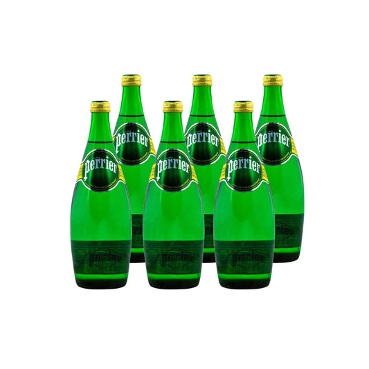 Perrier Sparkling Water Glass Bottles – 750ml Pack of 6