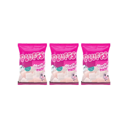 Pluffs Marshmallow Candy Pink & White 140g (Pack Of 3)