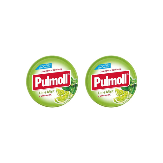 Pulmoll Lime Mint Sugar-Free Lozenges with Vitamin C – 45g (Pack of 2)