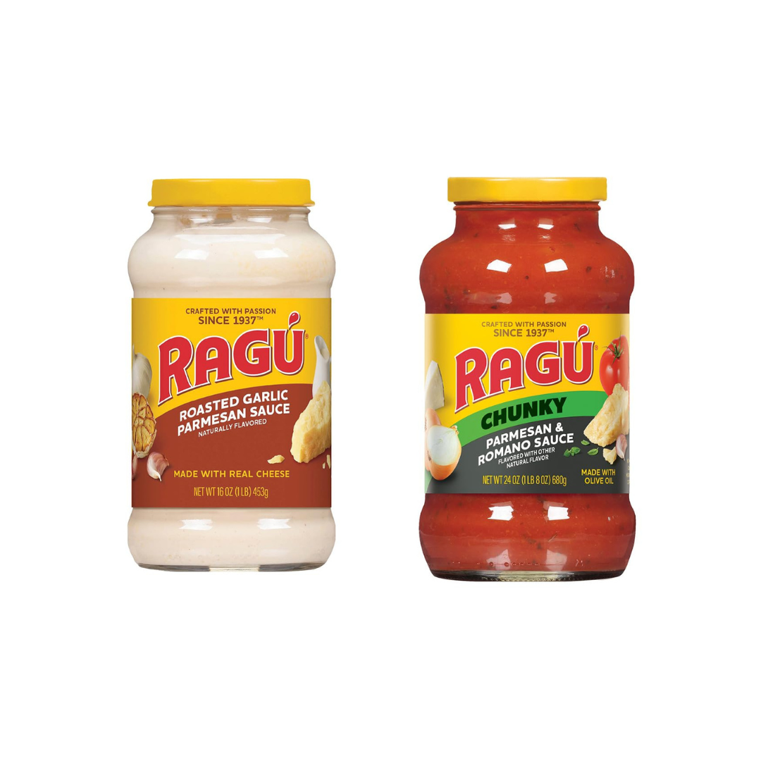 Ragu Roasted Garlic Parmesan Sauce 453g + Ragu Parmesan & Romano Pasta Sauce, 680g (Combo Pack)
